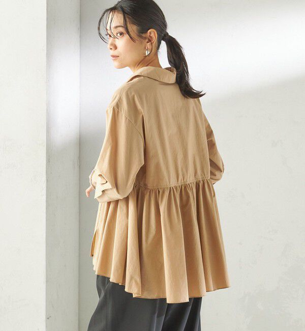 SHIPS for women「《予約》〈手洗い可能〉ポリエステル コットン ギャザー 切替 羽織 シャツ」|シャツ・ブラウス|