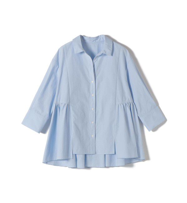SHIPS for women「《予約》〈手洗い可能〉ポリエステル コットン ギャザー 切替 羽織 シャツ」|シャツ・ブラウス|