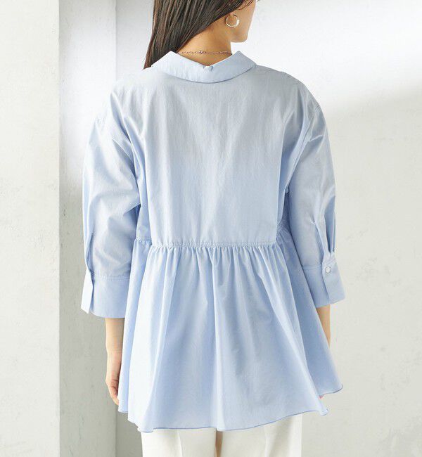 SHIPS for women「《予約》〈手洗い可能〉ポリエステル コットン ギャザー 切替 羽織 シャツ」|シャツ・ブラウス|