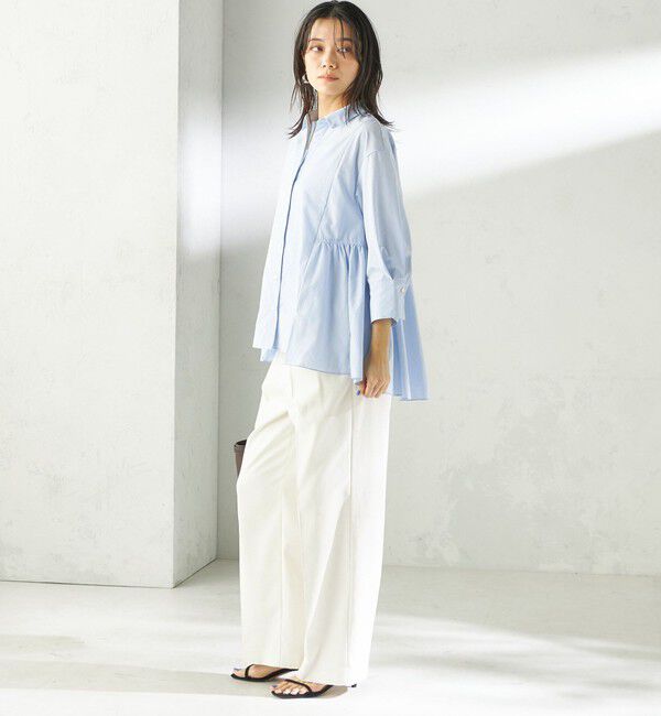 SHIPS for women「《予約》〈手洗い可能〉ポリエステル コットン ギャザー 切替 羽織 シャツ」|シャツ・ブラウス|