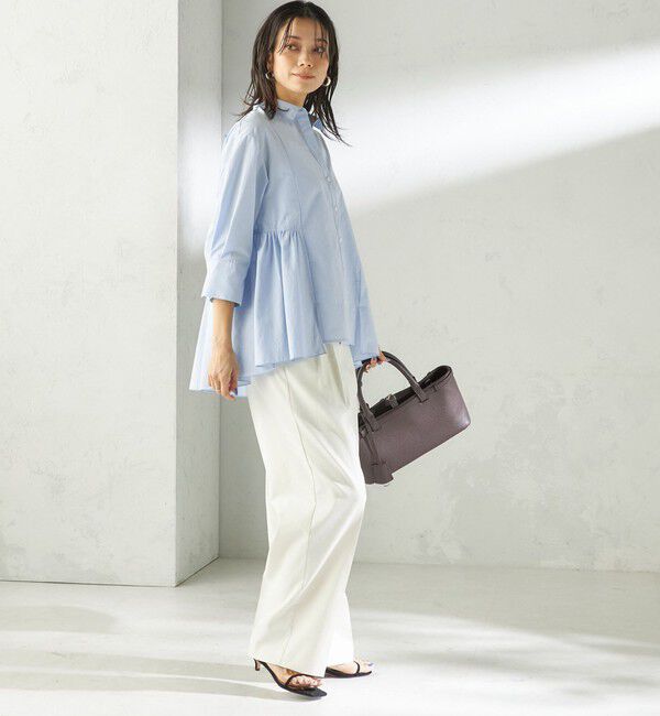 SHIPS for women「《予約》〈手洗い可能〉ポリエステル コットン ギャザー 切替 羽織 シャツ」|シャツ・ブラウス|