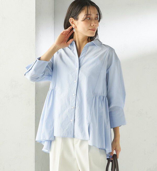 SHIPS for women「《予約》〈手洗い可能〉ポリエステル コットン ギャザー 切替 羽織 シャツ」|シャツ・ブラウス|