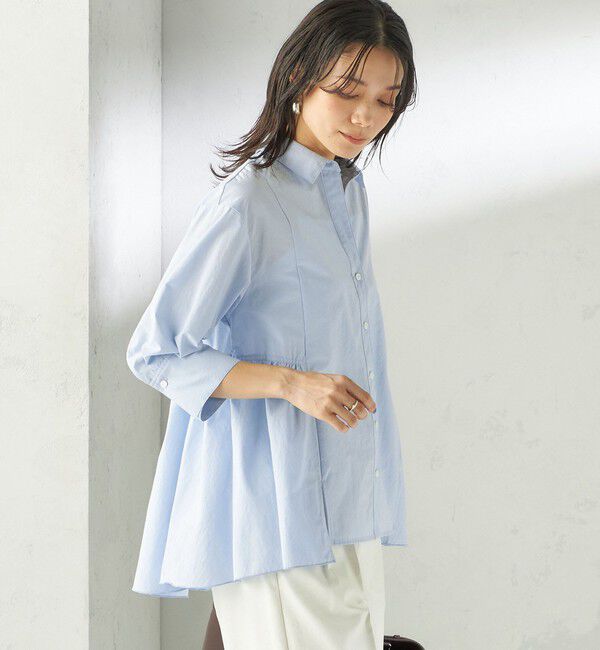 SHIPS for women「《予約》〈手洗い可能〉ポリエステル コットン ギャザー 切替 羽織 シャツ」|シャツ・ブラウス|