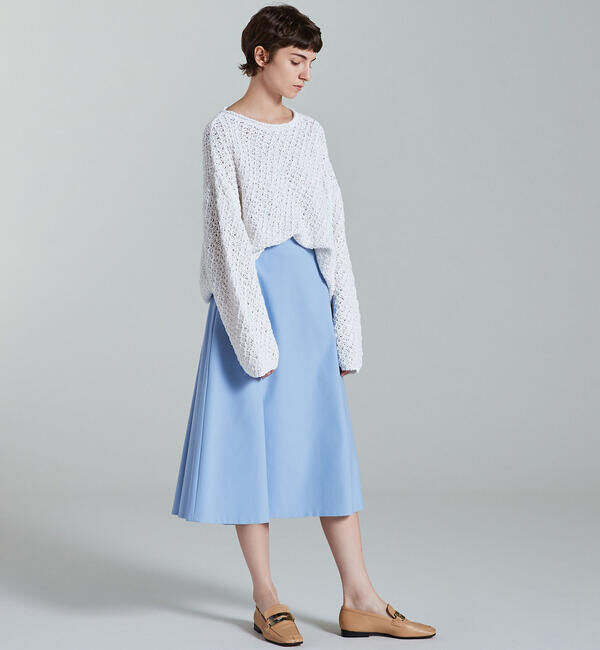 Ballsey「ドレープダブルクロス バックタックミディスカート」|フレア|