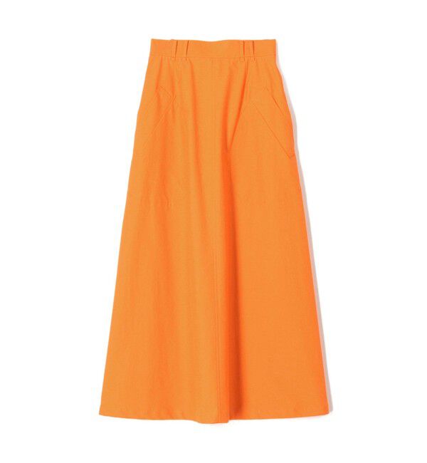 GALERIE VIE「バウンシーウェザー アシンメトリースリットマキシスカート」|台形|25 オレンジ