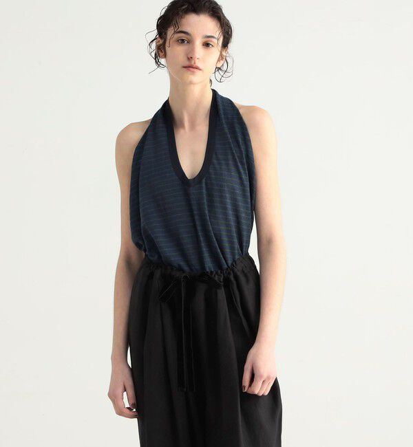 BACCA「リネンボーダー ホルターネックカットソー」|Tシャツ・カットソー|