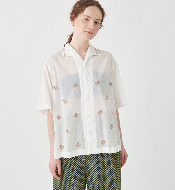 SOULEIADO「コットンボイルエンブロイダリー ハーフスリーブシャツ」|シャツ・ブラウス|