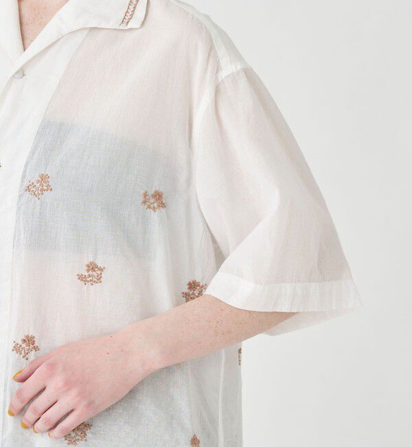 SOULEIADO「コットンボイルエンブロイダリー ハーフスリーブシャツ」|シャツ・ブラウス|
