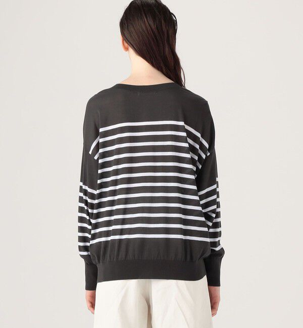 GALERIE VIE「クレープコットンボーダー ドロップショルダープルオーバー」|ニット・セーター|