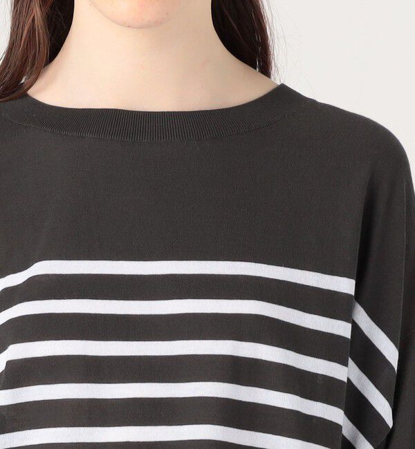 GALERIE VIE「クレープコットンボーダー ドロップショルダープルオーバー」|ニット・セーター|