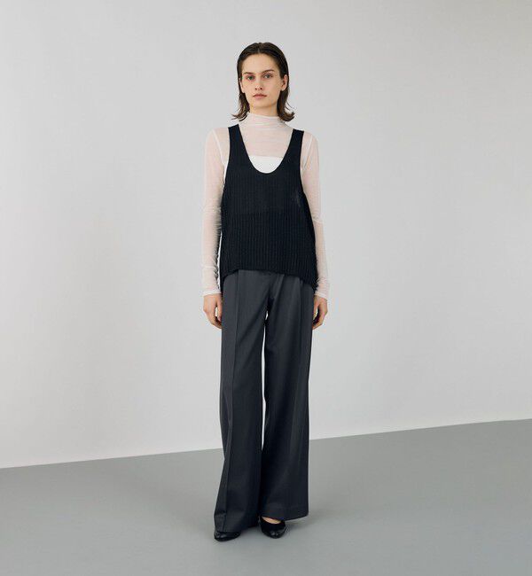 DES PRES「グリッターストライプ Uネックノースリーブブラウス」|シャツ・ブラウス|