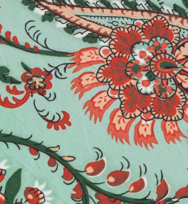 SOULEIADO「ポリエステルサテンプリント サイドシャーリングスカート」|タイト|