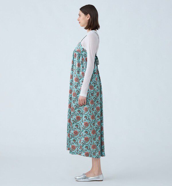 SOULEIADO「ポリエステルサテンプリント ボリュームギャザーキャミワンピース」|ワンピース|