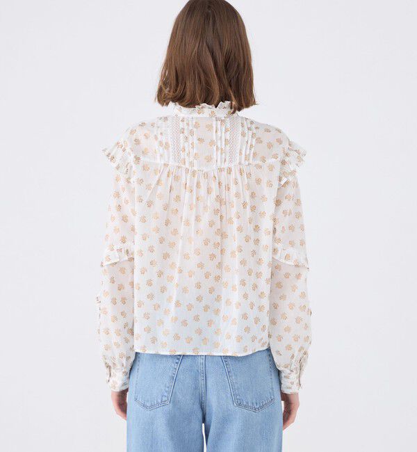 SOULEIADO「コットンボイルプリント ピンタックフリルブラウス」|シャツ・ブラウス|