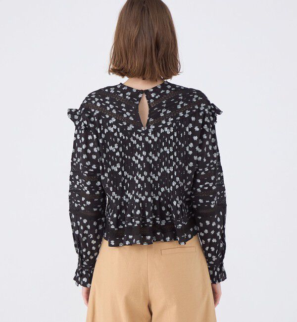 SOULEIADO「コットンボイルプリント ピンタックフリルブラウス」|シャツ・ブラウス|