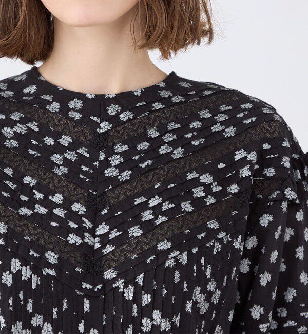 SOULEIADO「コットンボイルプリント ピンタックフリルブラウス」|シャツ・ブラウス|