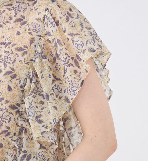 SOULEIADO「コットンポリエステルプリント バタフライスリーブブラウス」|シャツ・ブラウス|