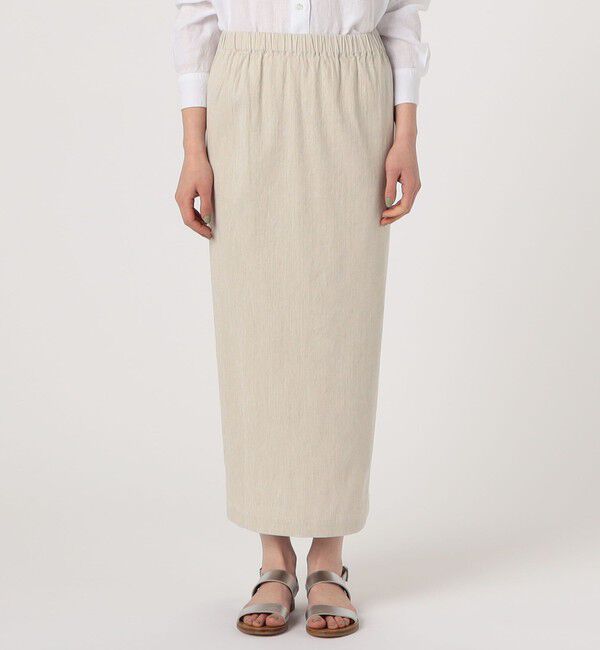 GALERIE VIE「コットンリネンビスストレッチ イージーIラインスカート」|タイト|