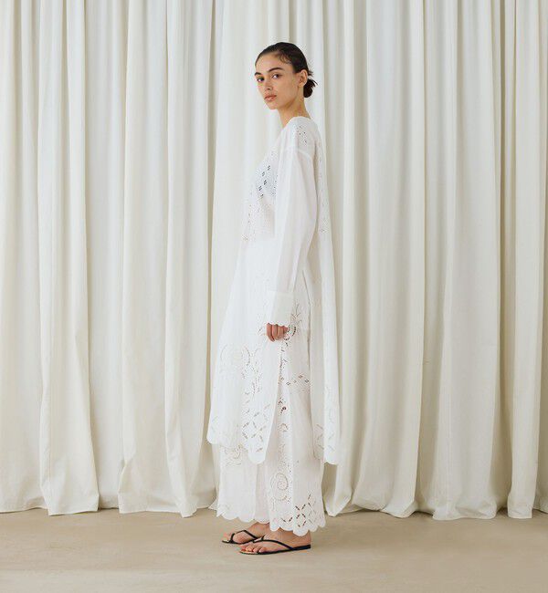 DES PRES「カットワークエンブロイダリー クルーネックシャツワンピース」|ワンピース|