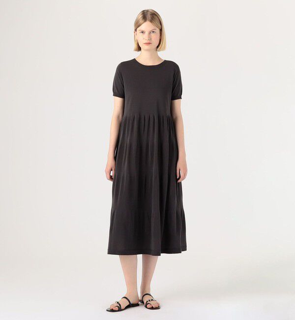 DES PRES「ドライポリエステルコットン ハーフスリーブフレアワンピース」|ワンピース|