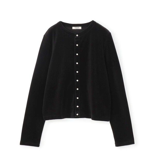 MACPHEE「コットンポリエステルベロア クルーネックカーディガン」|カーディガン|19 ブラック