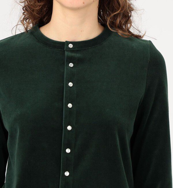 MACPHEE「コットンポリエステルベロア クルーネックカーディガン」|カーディガン|