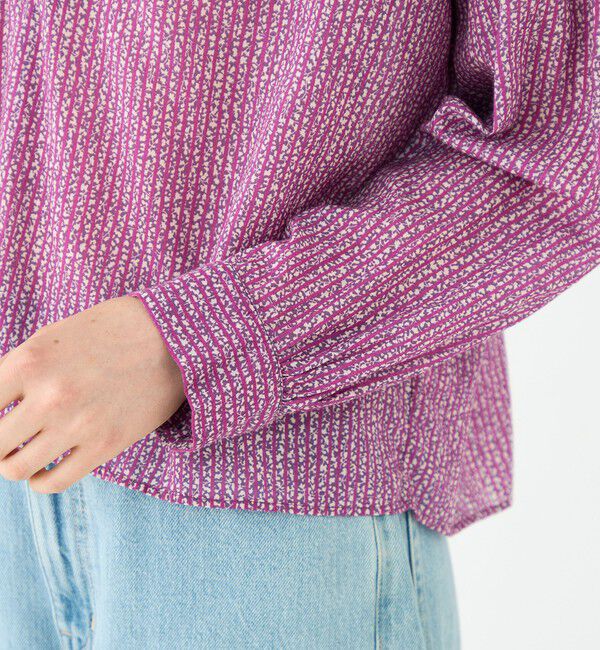 SOULEIADO「コットンレーヨンプリント スタンドフリルブラウス」|シャツ・ブラウス|