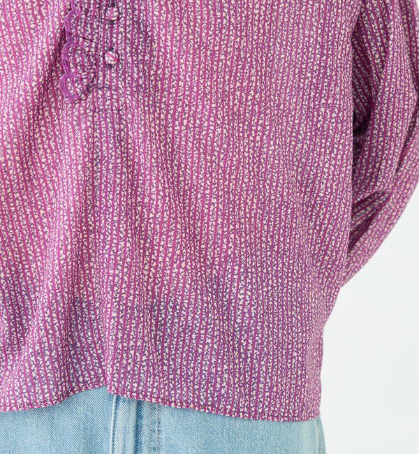 SOULEIADO「コットンレーヨンプリント スタンドフリルブラウス」|シャツ・ブラウス|