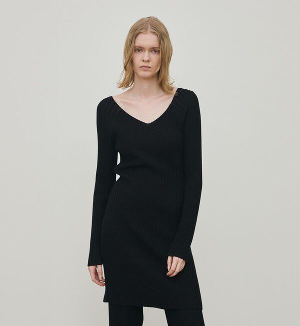 DES PRES「ウールリブ Vネックワンピース」|ワンピース|