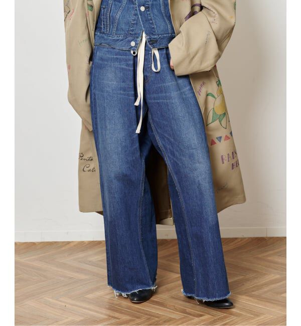  「《追加2》ドロストワイドイージーデニムパンツ」|デニム|