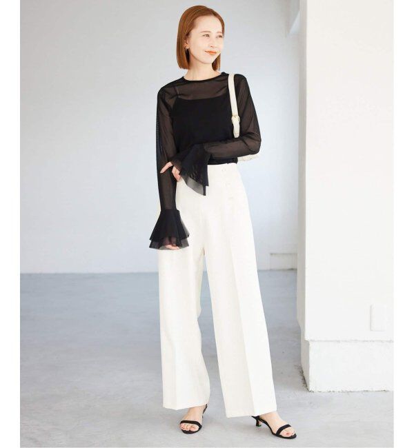 SLOBE IENA「《追加2》ラッフルスリーブチュールプルオーバー」|Tシャツ・カットソー|