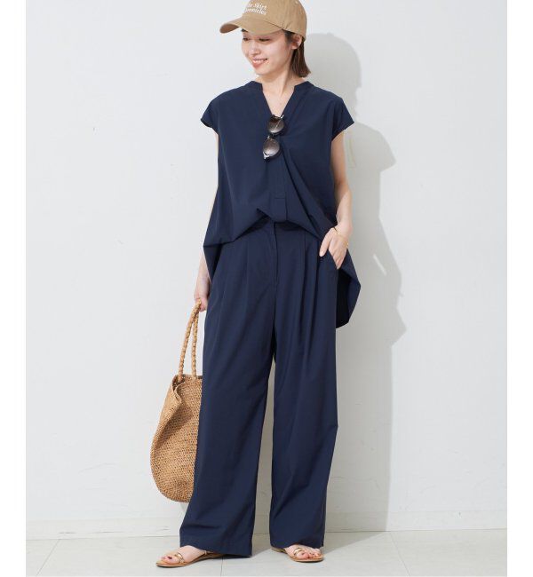 SLOBE IENA「《防しわ性/撥水/接触冷感/2枚セット》ナイロンブラウス&times;パンツセット」|シャツ・ブラウス|