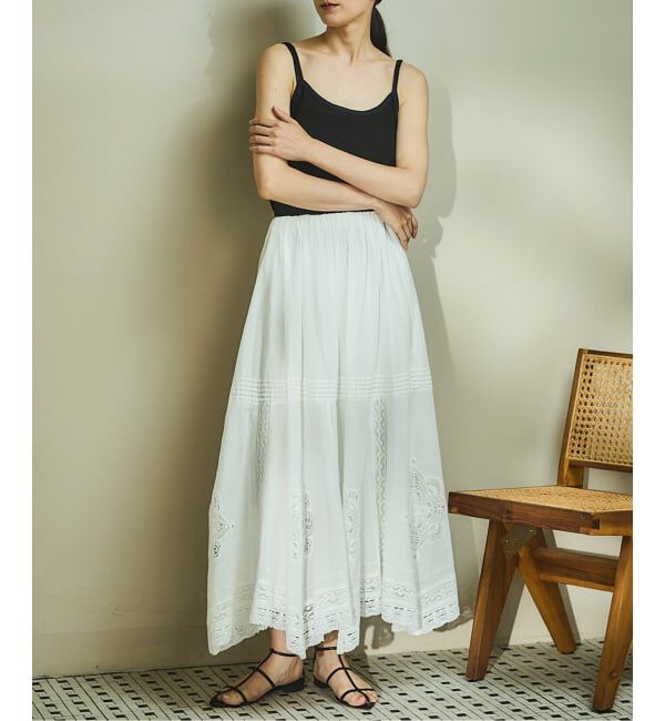 IENA「《WEB限定/追加2》コットンレーススカート」|スカート|