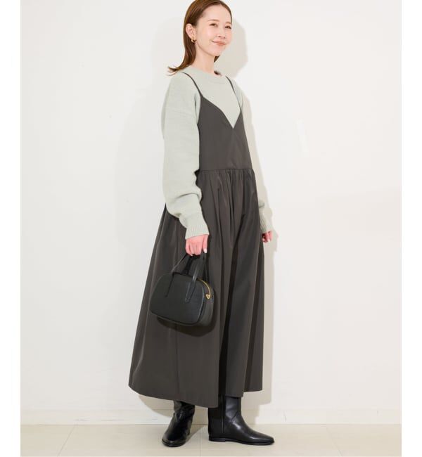 SLOBE IENA「マットタフタキャミワンピース」|ワンピース|カーキ