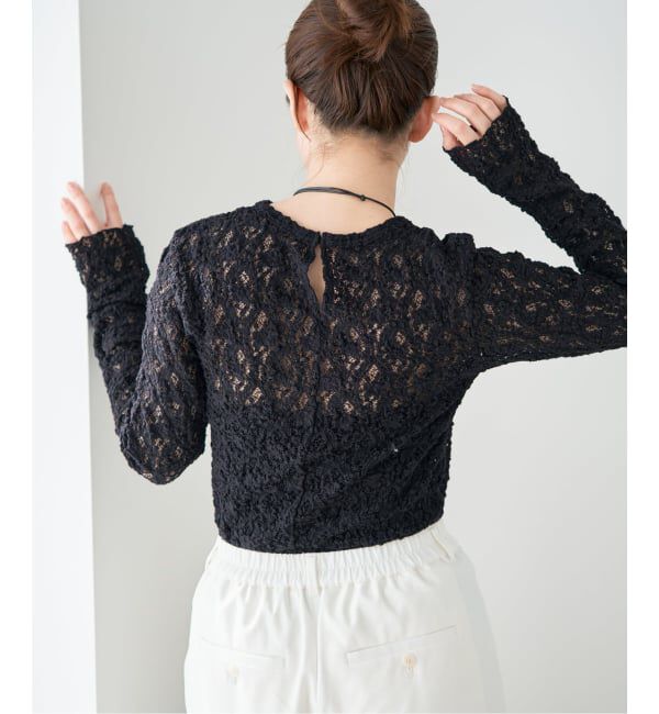 IENA「《一部カラーWEB限定/追加4予約》Flowerストレッチレースプルオーバー」|Tシャツ・カットソー|