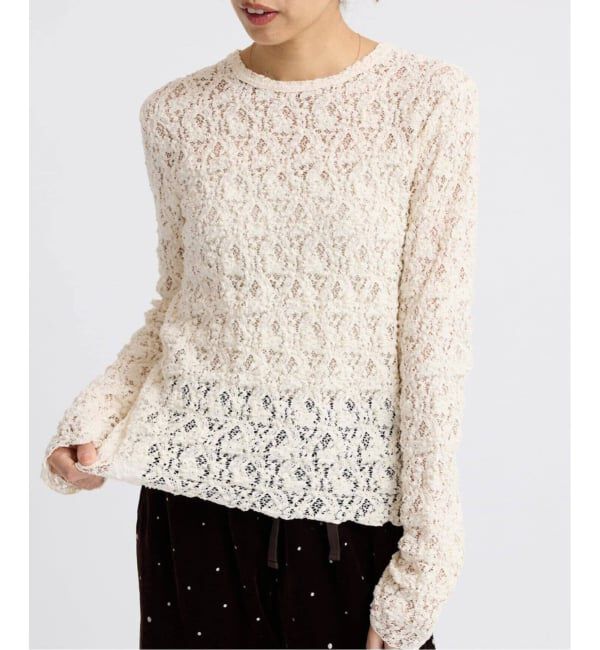 IENA「《一部カラーWEB限定/追加4予約》Flowerストレッチレースプルオーバー」|Tシャツ・カットソー|