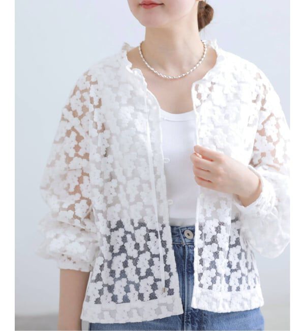 IENA「フラワー刺繍レース2WAYブラウス」|シャツ・ブラウス|