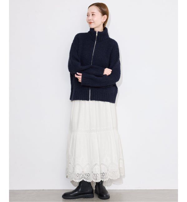 SLOBE IENA「《WEB限定/追加2予約》コットンボイルケミカルレーススカート」|スカート|