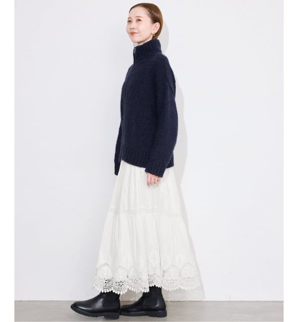 SLOBE IENA「《WEB限定/追加2予約》コットンボイルケミカルレーススカート」|スカート|