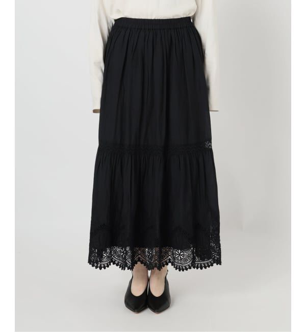 SLOBE IENA「《WEB限定/追加2予約》コットンボイルケミカルレーススカート」|スカート|