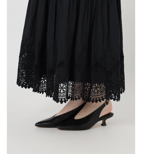 SLOBE IENA「《WEB限定/追加2予約》コットンボイルケミカルレーススカート」|スカート|