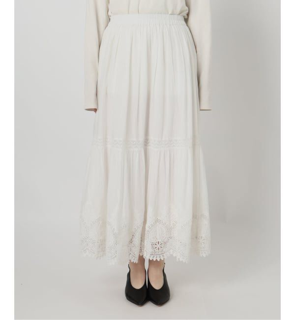 SLOBE IENA「《WEB限定/追加2予約》コットンボイルケミカルレーススカート」|スカート|