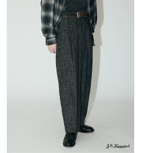 J.S.Homestead「J.S.Homestead / C/R/Si ネップ インフレーション スラックス」|スラックス|ブラック
