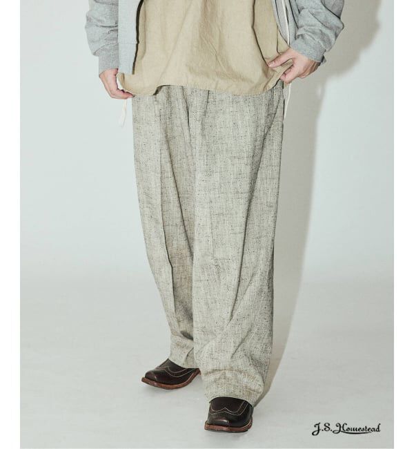 J.S.Homestead「J.S.Homestead / C/R/Si ネップ インフレーション スラックス」|スラックス|ブラック A