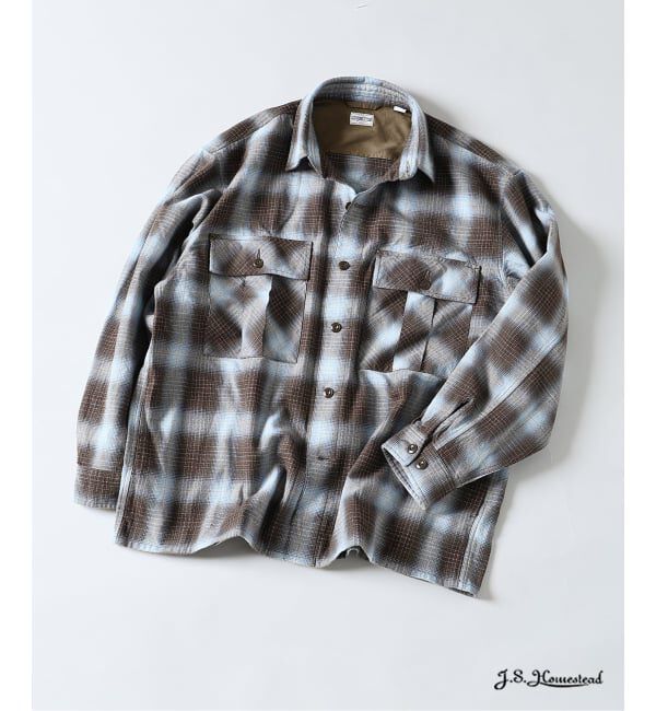 J.S.Homestead「J.S.Homestead / インディゴ チェック ミリタリー シャツ」|シャツ・ブラウス|