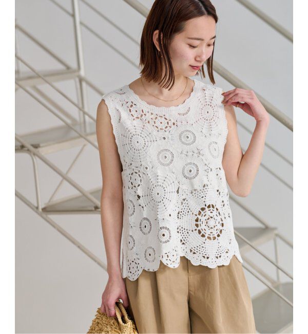 JOURNAL STANDARD relume「《WEB限定追加2》エンブロイダリークロシェノースリーブ」|ニット・セーター|