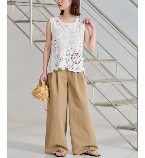 JOURNAL STANDARD relume「《WEB限定追加2》エンブロイダリークロシェノースリーブ」|ニット・セーター|