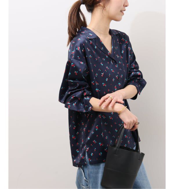 JOURNAL STANDARD relume「《予約》小花プリントオープンカラーシャツ」|シャツ・ブラウス|ネイビー