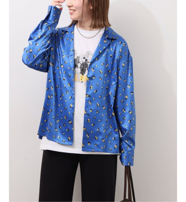 JOURNAL STANDARD relume「《予約》小花プリントオープンカラーシャツ」|シャツ・ブラウス|ブルー