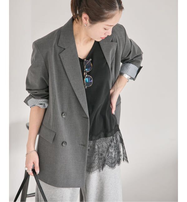 JOURNAL STANDARD「《予約》レースヘムシアータンク」|Tシャツ・カットソー|ブラック